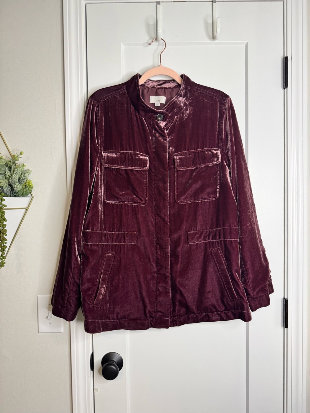 LOFT Velvet Burgundy Jacket